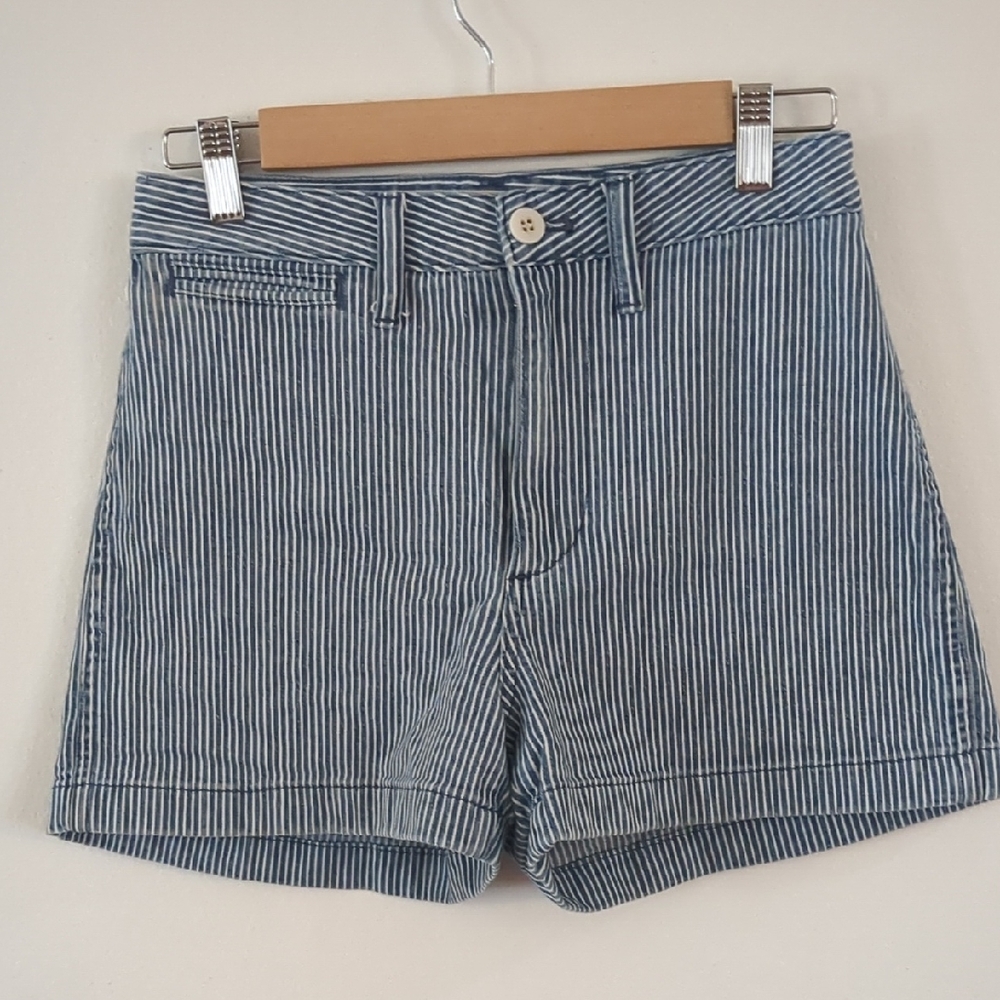 Madewell Emmett Shorts With Blue And White Stripes Size 25